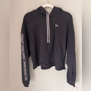 Under Armour Women’s Dark Purple Crop Sweatshirt with logo arm stripe